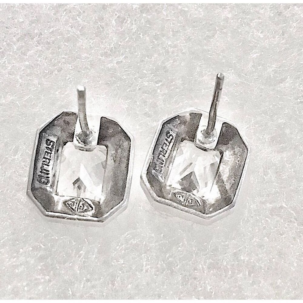 JUDITH JACK Sterling Silver Marcasite Faceted CZ Vintage Earrings - Picture 13 of 16